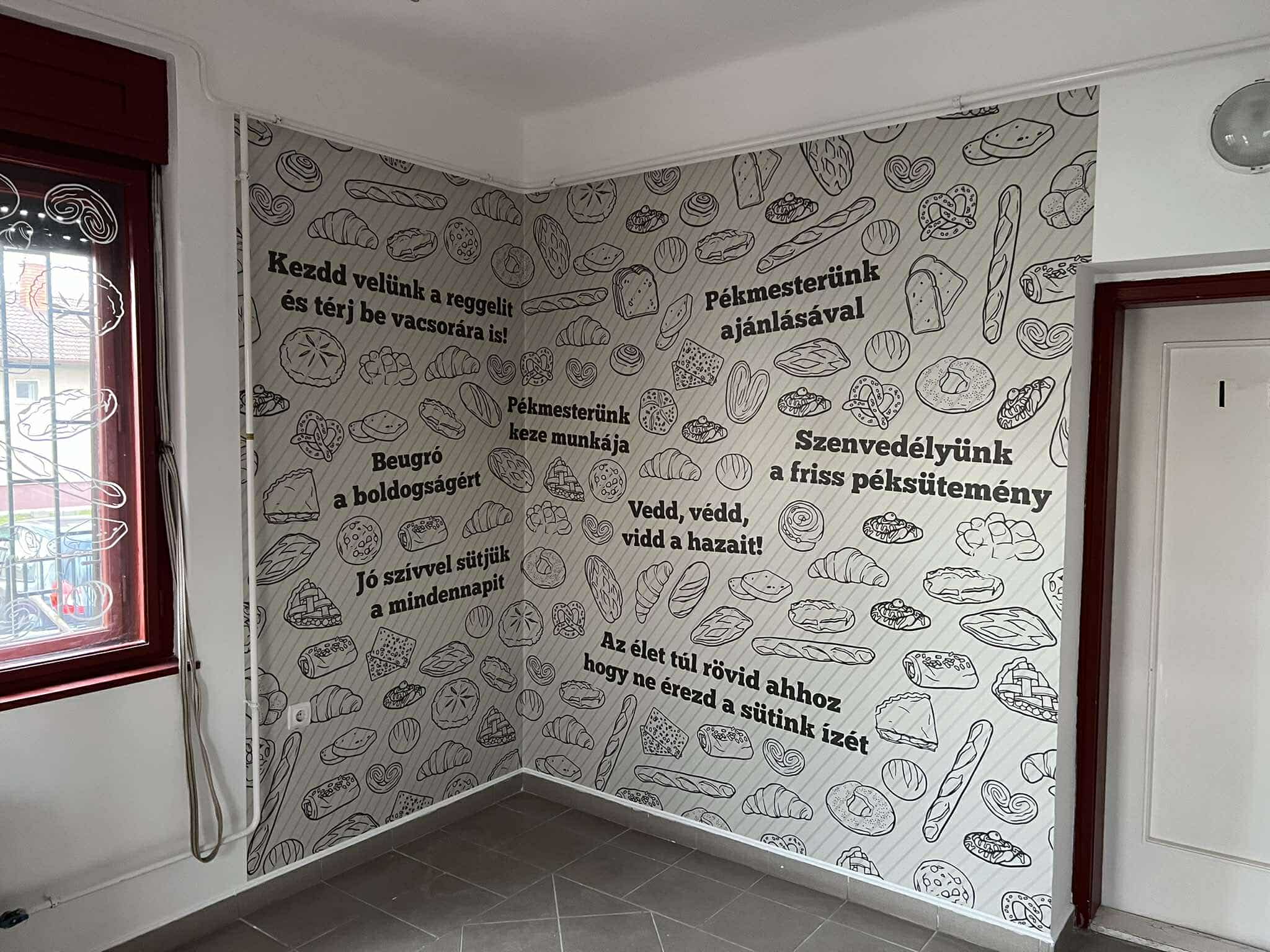 Pékség teljes falfelület dekorálása